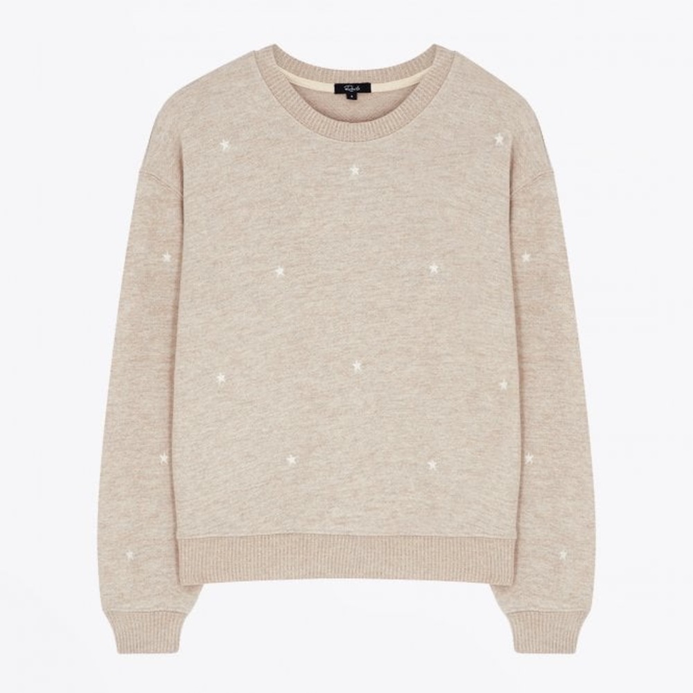 Rails Womens Ramona Embroidered Star Sweater Heather Brown Size S